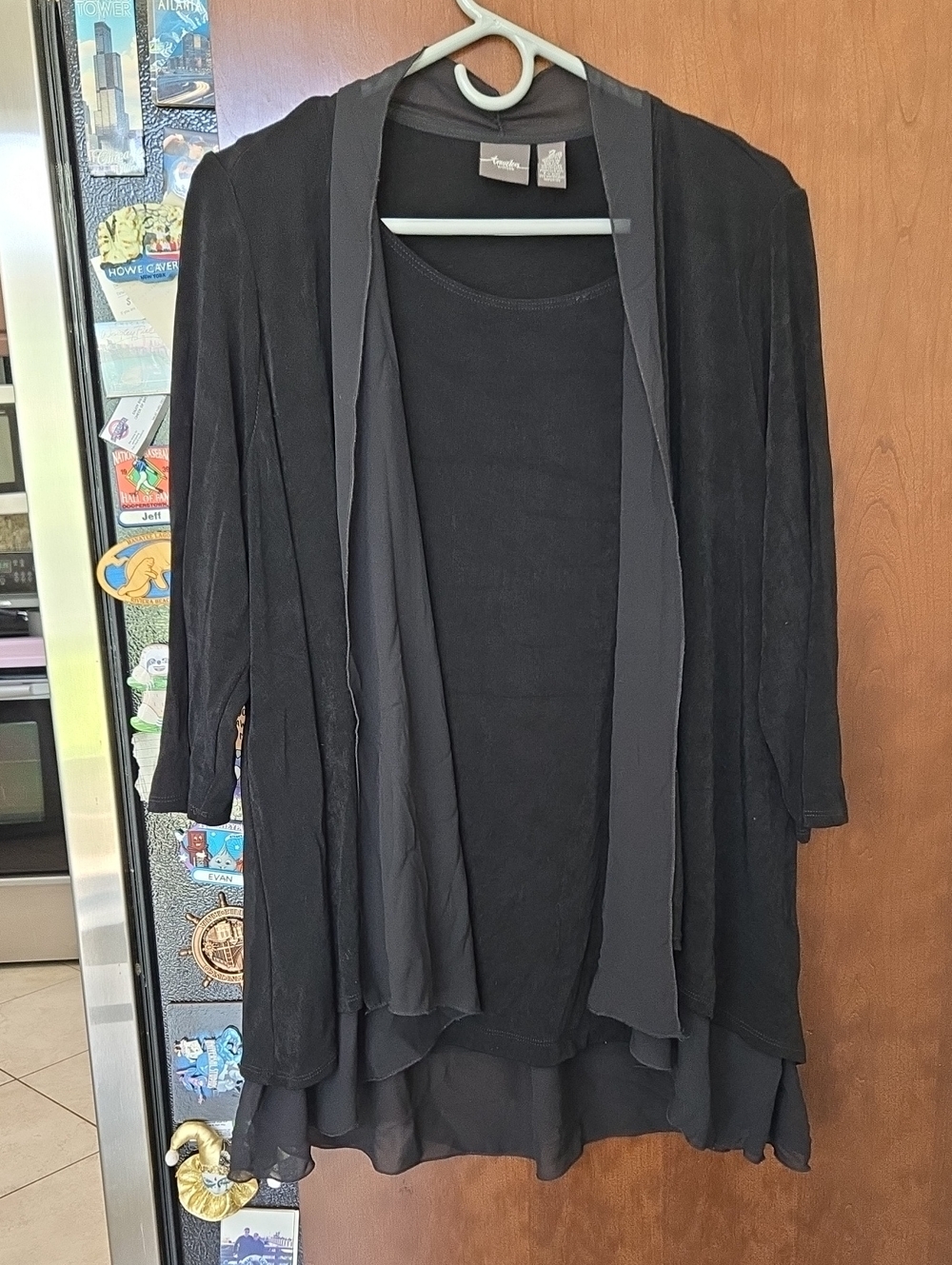 Black Layered Open-Front Women's Sweater Cardigan - Traveler's By Chico's